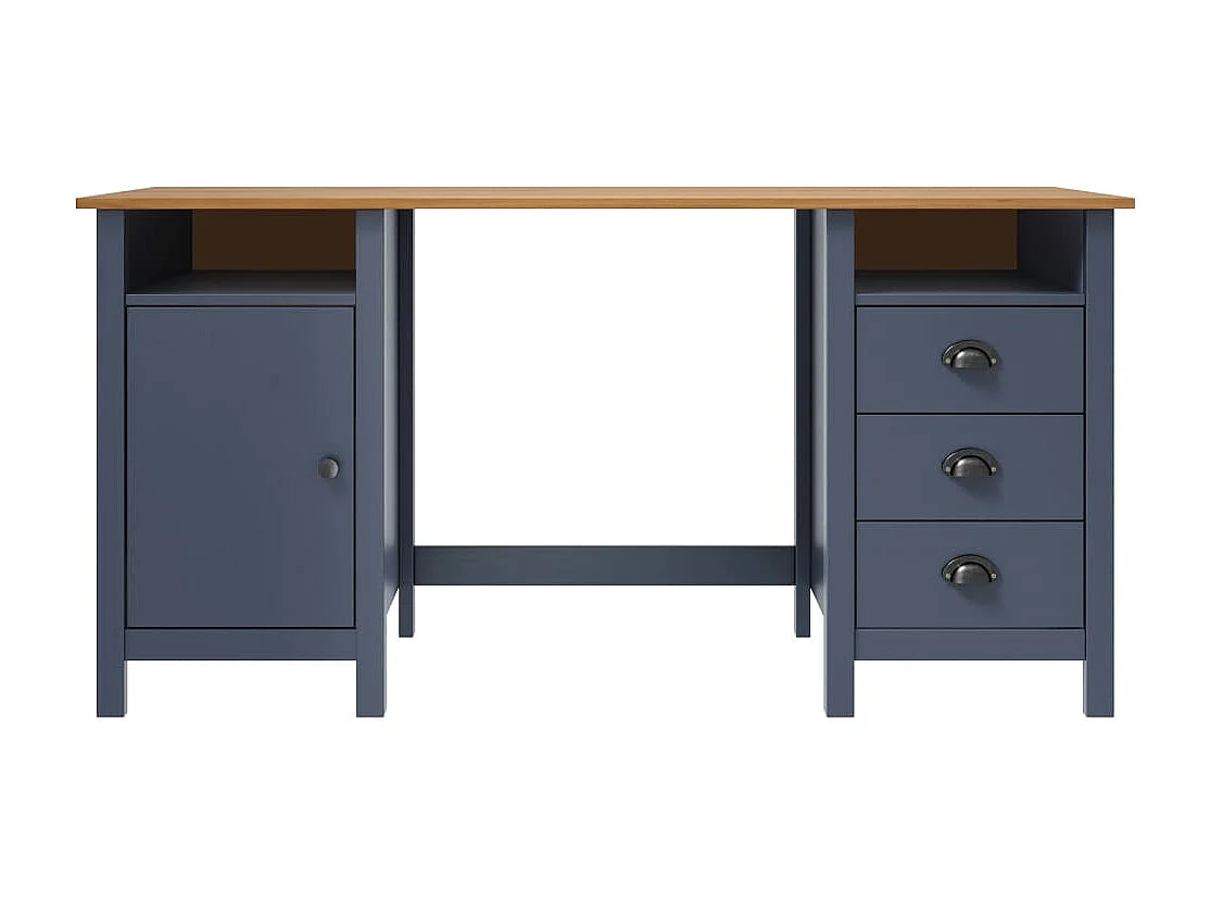 Schreibtisch Hill Grau 150x50x74 cm Massivholz Kiefer