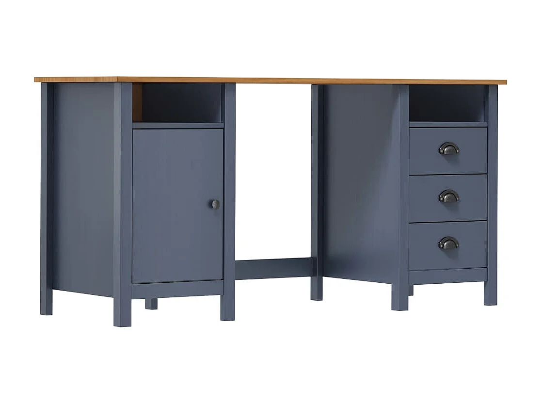 Bureau Hill Gris 150x50x74 cm Bois de pin solide