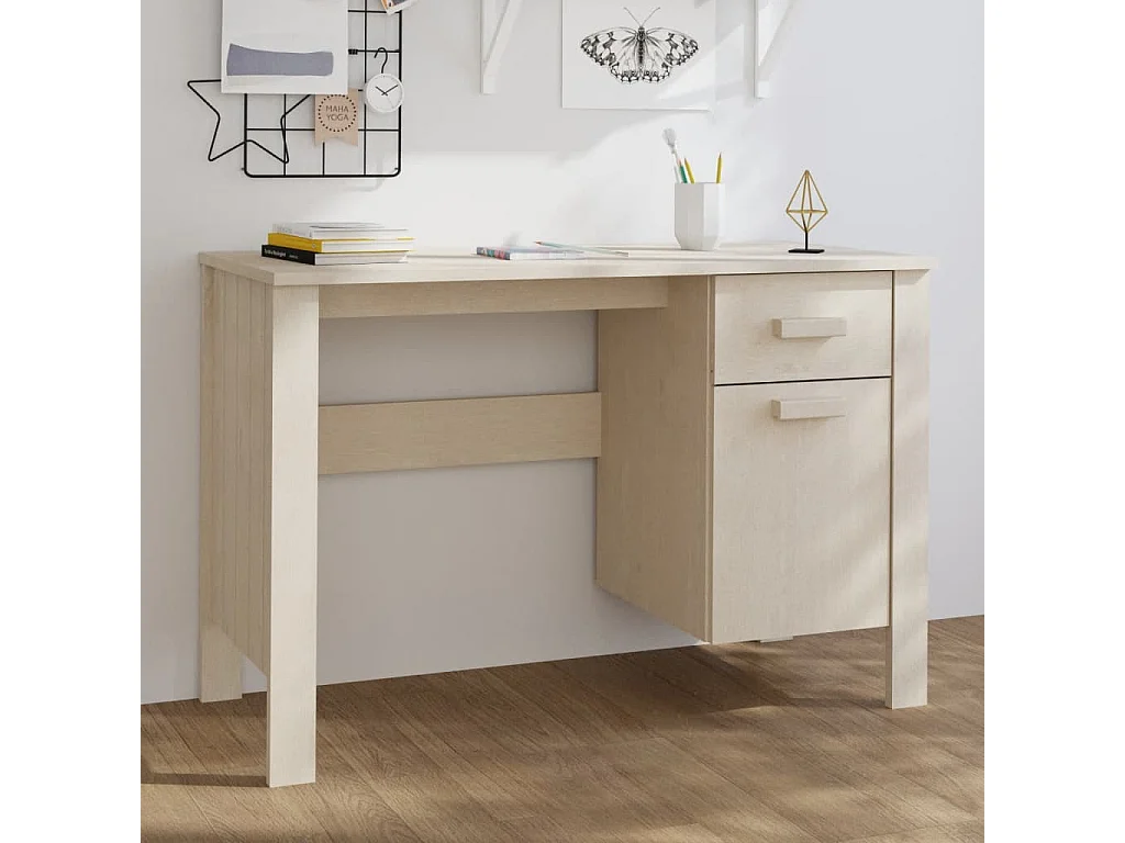 Schreibtisch HAMAR Honigbraun 113x50x75 cm Massivholz Kiefer