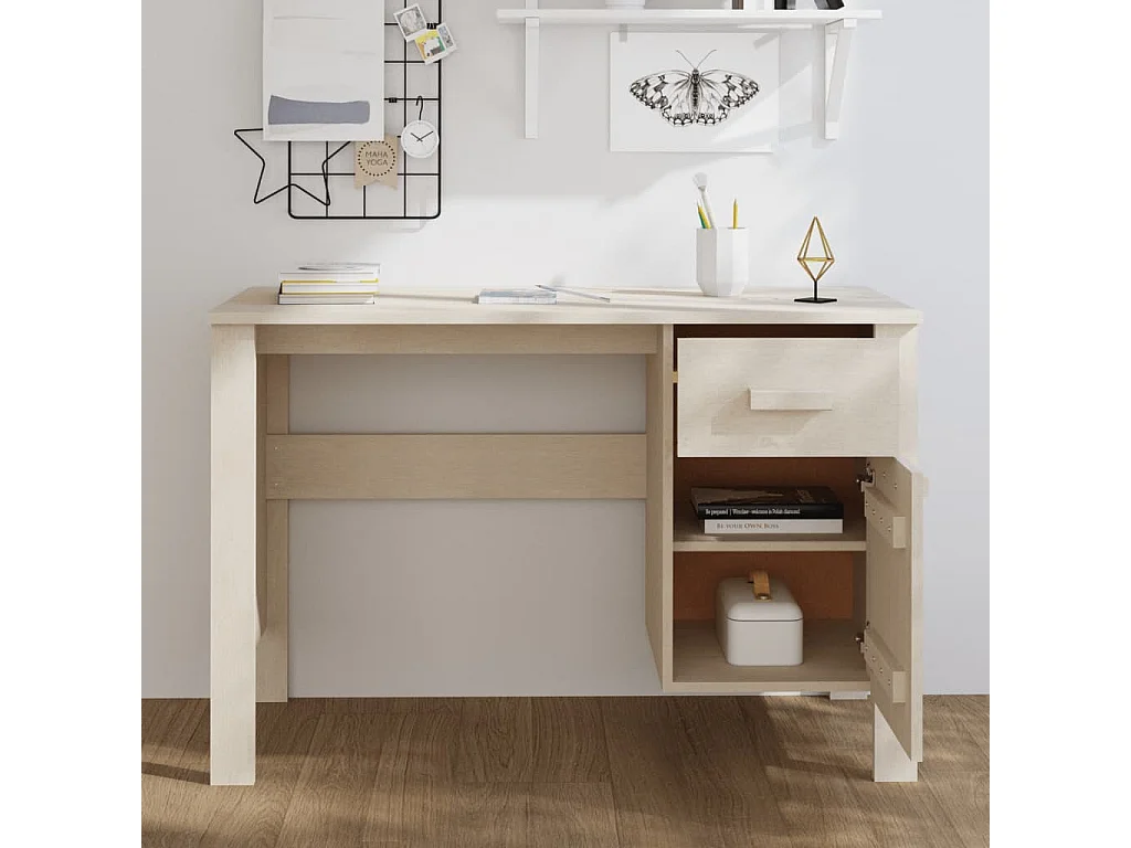 Schreibtisch HAMAR Honigbraun 113x50x75 cm Massivholz Kiefer