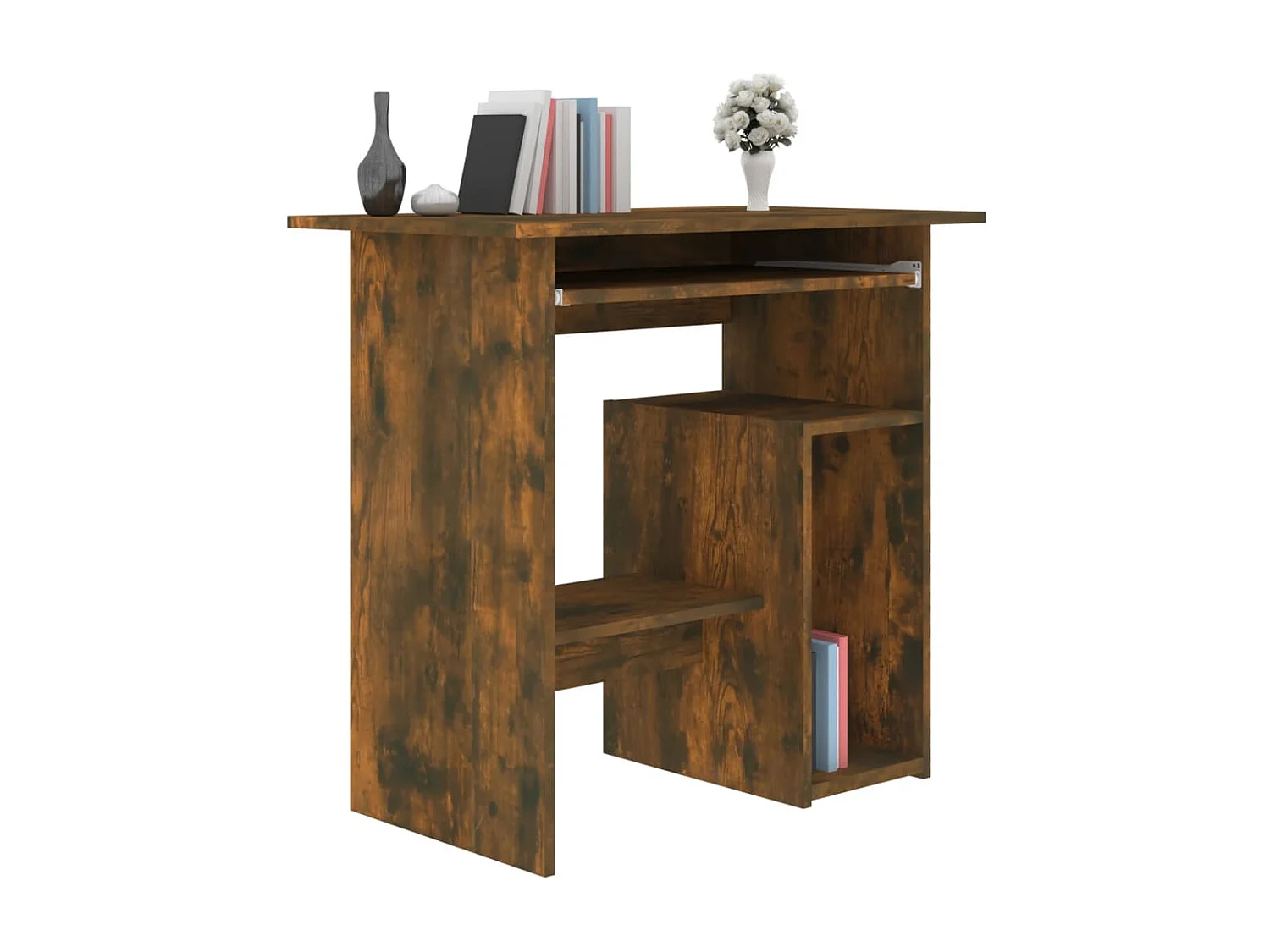 Bureau 80x45x74 cm bewerkt hout gerookt eikenkleurig
