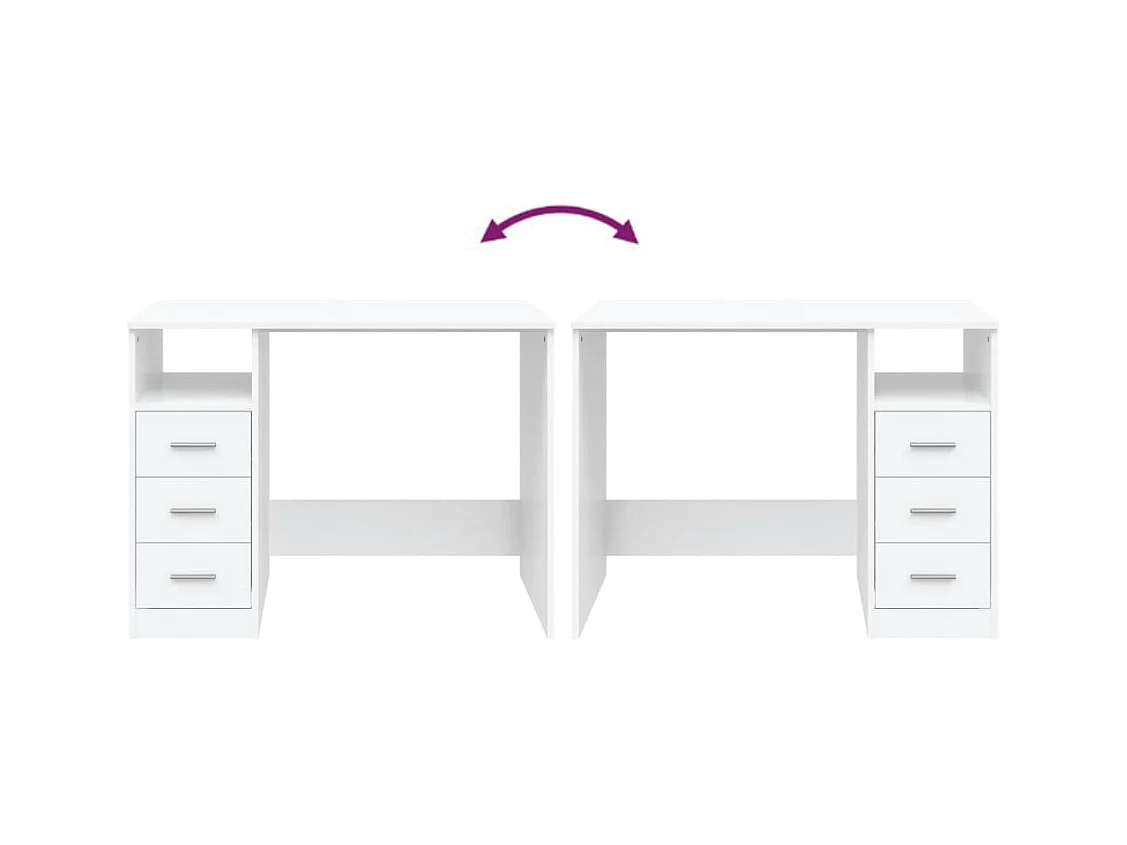 Bureau avec tiroirs Blanc 102x50x76 cm Bois d'ingénierie