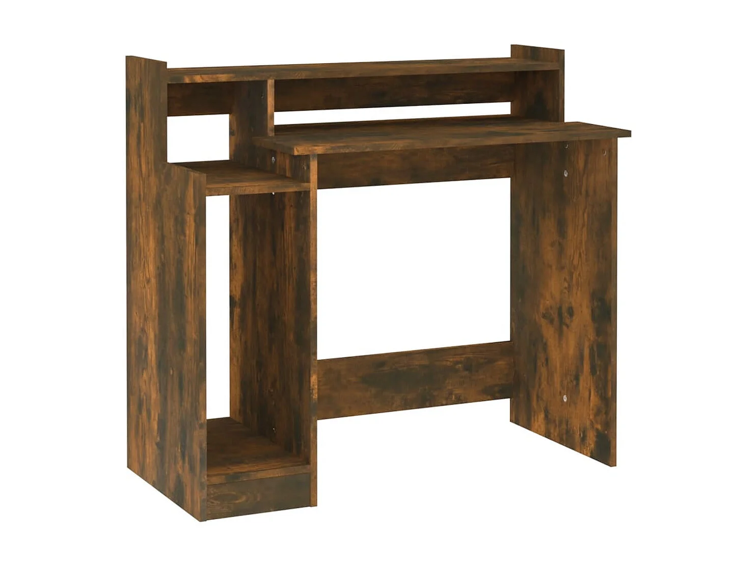 Bureau et lumières LED Chêne fumé 97x45x90 cm Bois d'ingénierie