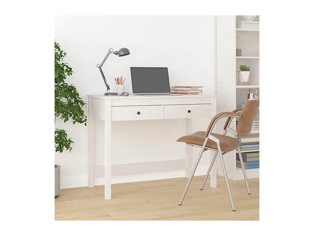 Bureau avec tiroirs Blanc 100x50x78 cm Bois massif de pin