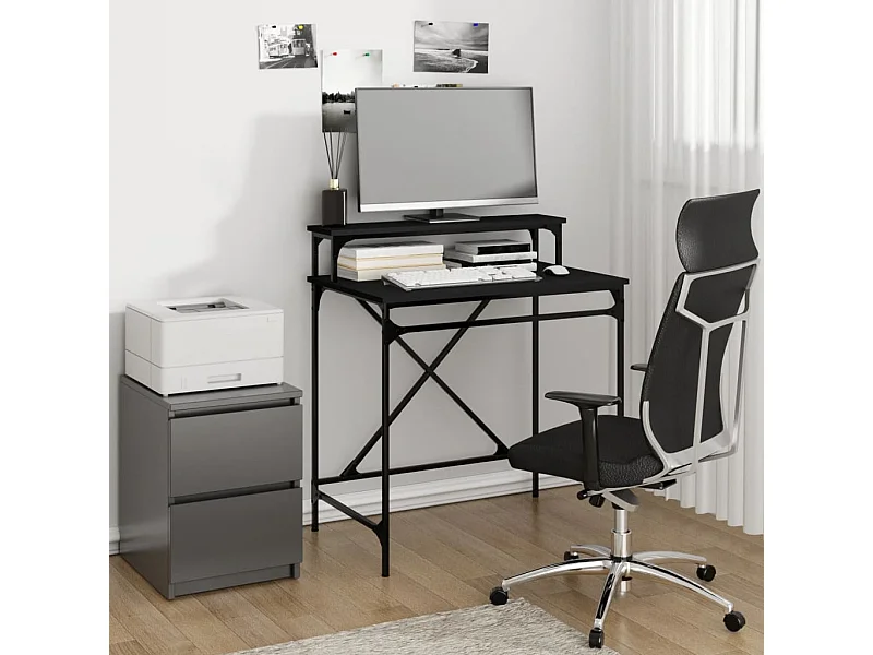 Schreibtisch Schwarz 80x50x90 cm Holzwerkstoff und Eisen