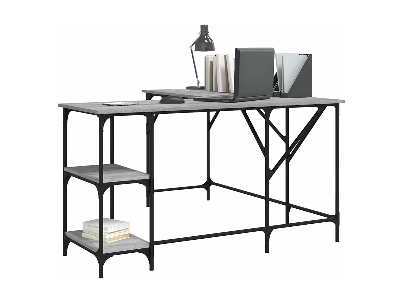 Bureau sonoma gris 139x139x75 cm bois d'ingénierie