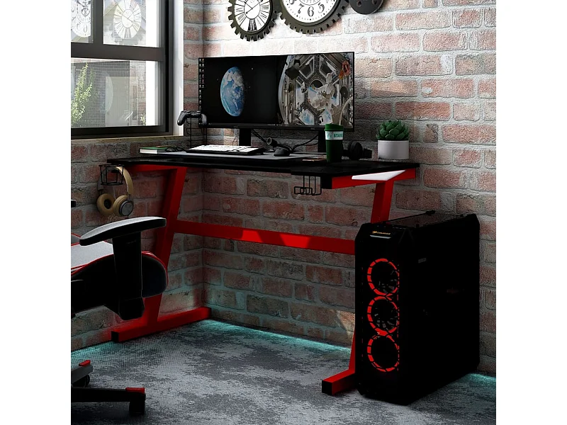 Scrivania da Gaming con LED e Gambe a Z Nera 110x60x75 cm