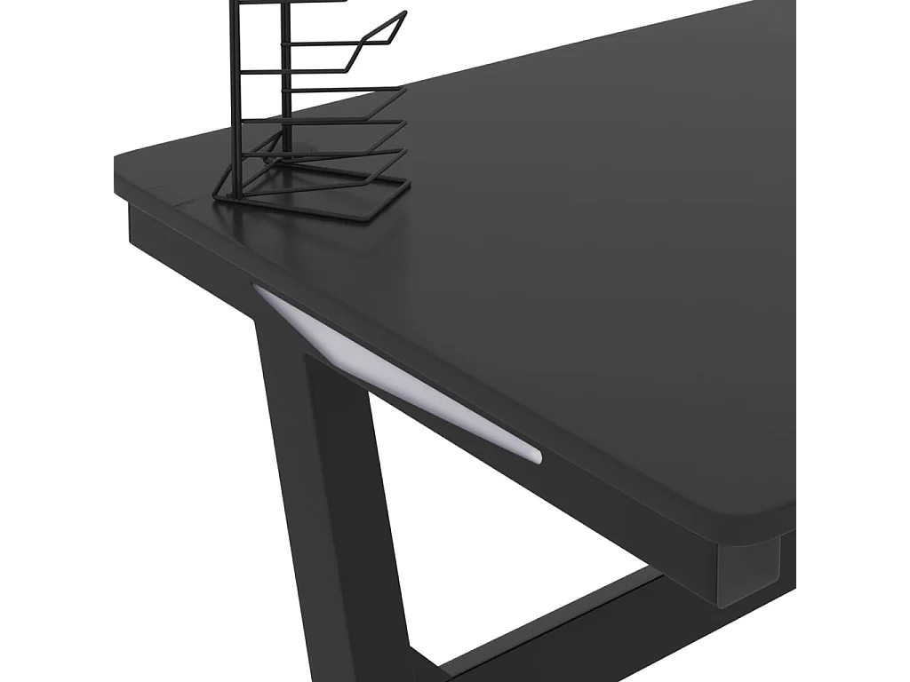 Gaming-Schreibtisch mit LED und Z-Gestell Schwarz 110x60x75 cm
