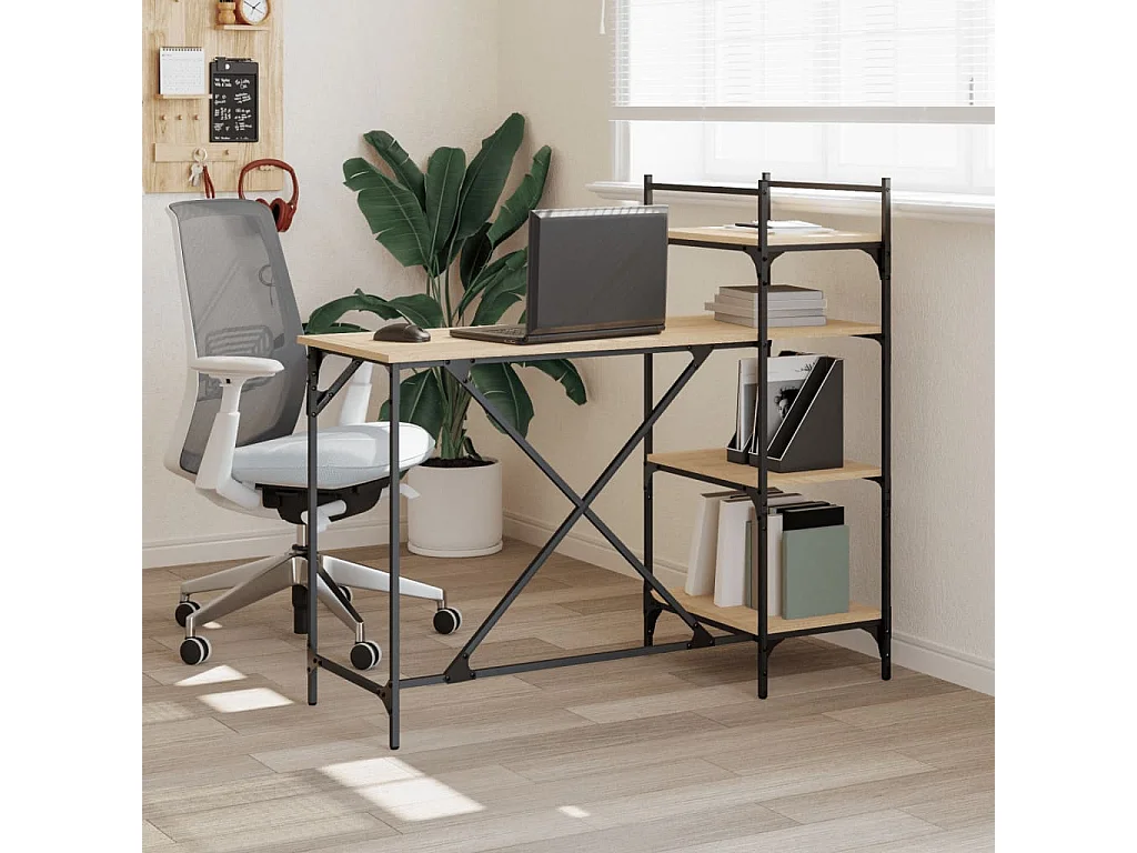 Bureau d'ordinateur avec étagères chêne sonoma 120x47x109 cm