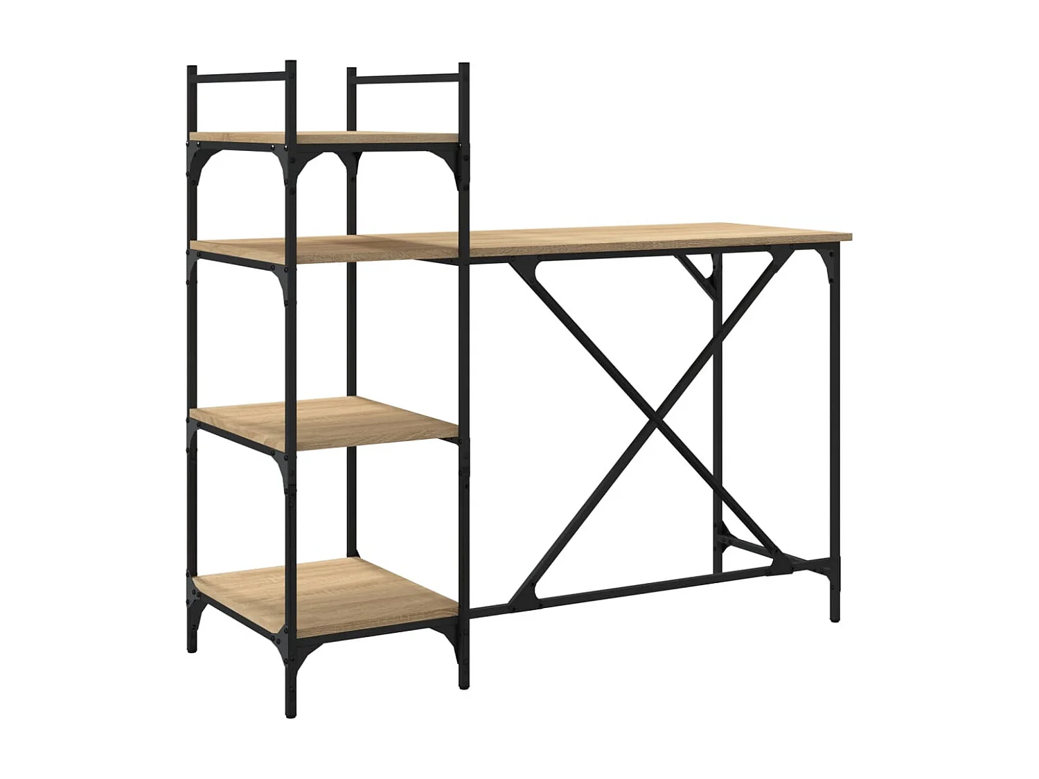 Bureau d'ordinateur avec étagères chêne sonoma 120x47x109 cm