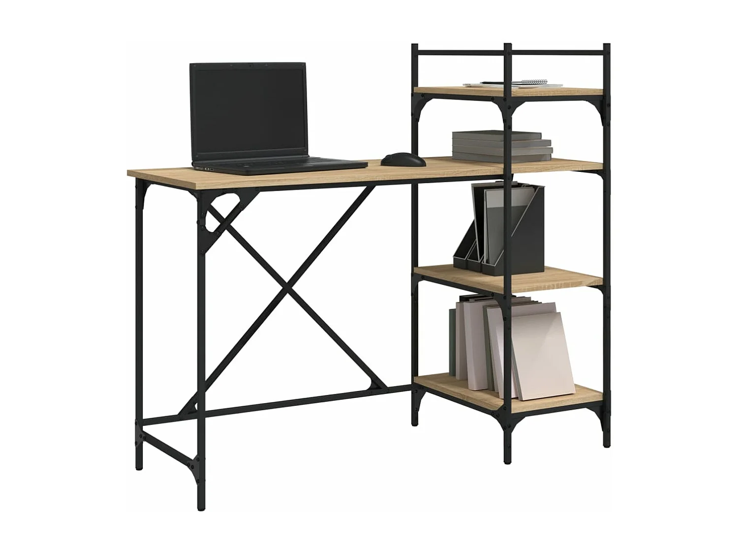 Bureau d'ordinateur avec étagères chêne sonoma 120x47x109 cm