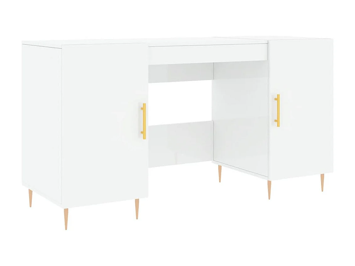 Scrivania Bianco Lucido 140x50x75 cm in Legno Multistrato