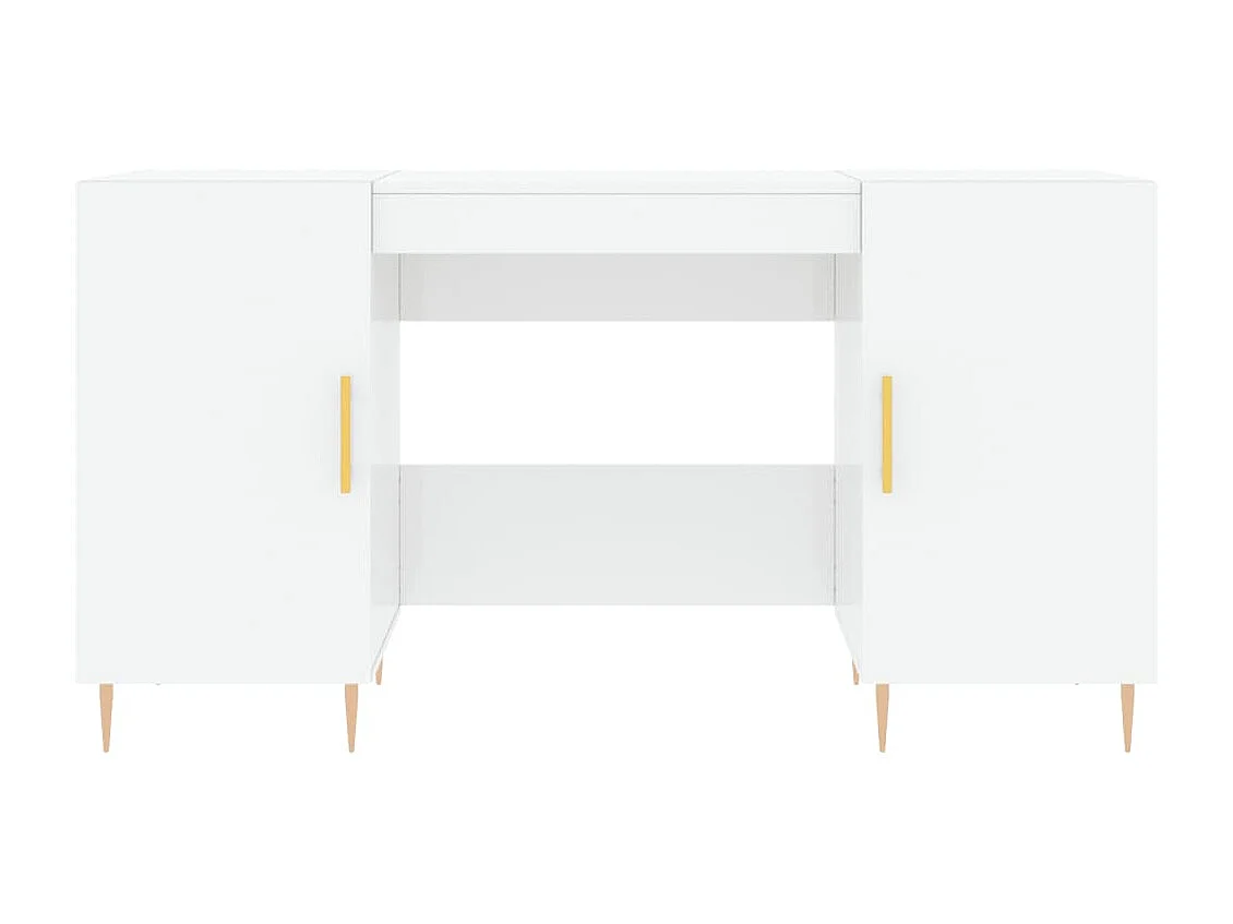 Scrivania Bianco Lucido 140x50x75 cm in Legno Multistrato