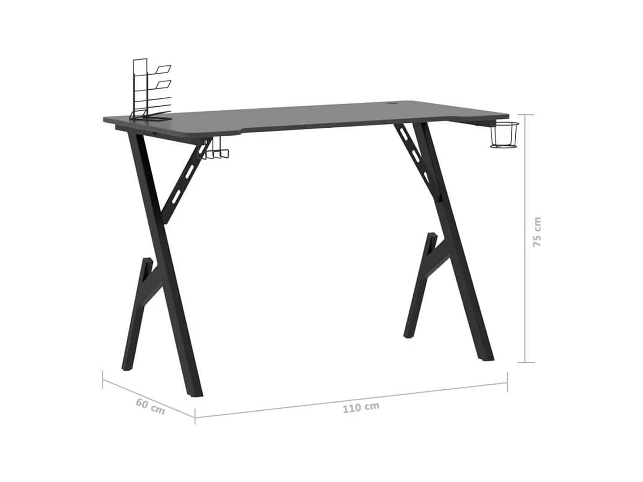 Scrivania da Gaming con Gambe a Y Nera 110x60x75 cm