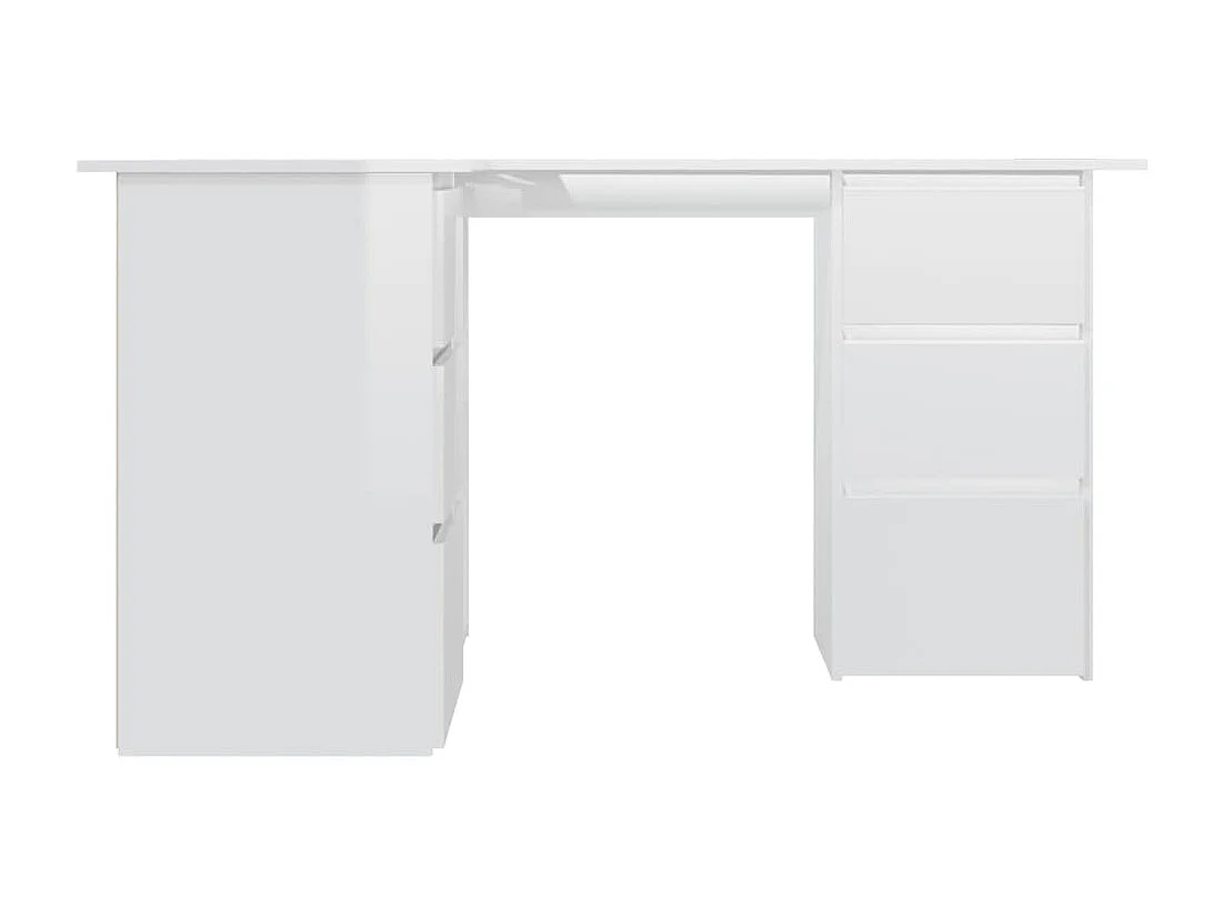 Bureau d'angle Blanc brillant 145x100x76 cm Bois d'ingénierie