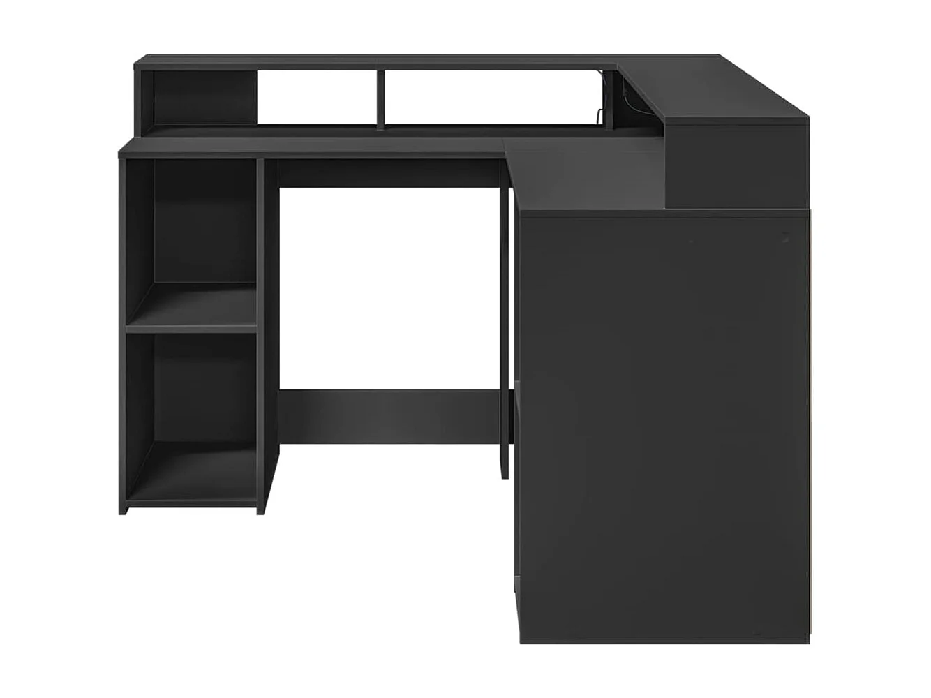 Bureau avec lumières LED noir 130x130x91 cm bois d'ingénierie