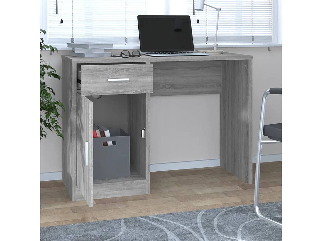 Bureau avec tiroir et armoire Sonoma gris 100x40x73 cm