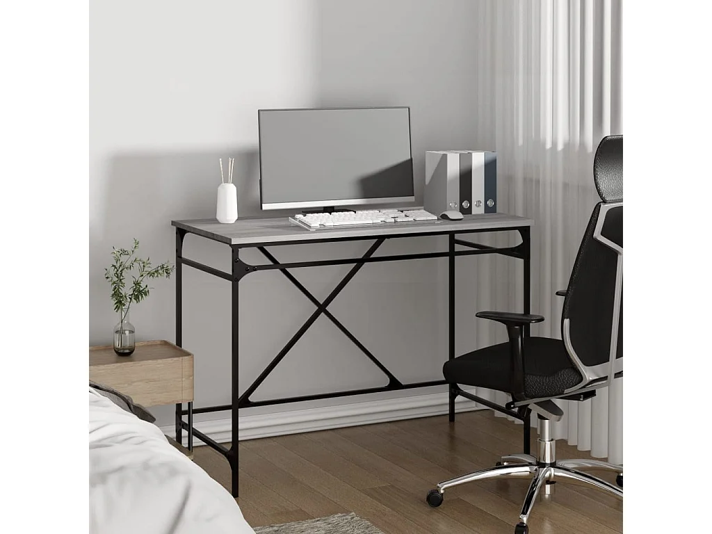 Bureau sonoma gris 100x50x75 cm bois d'ingénierie et fer
