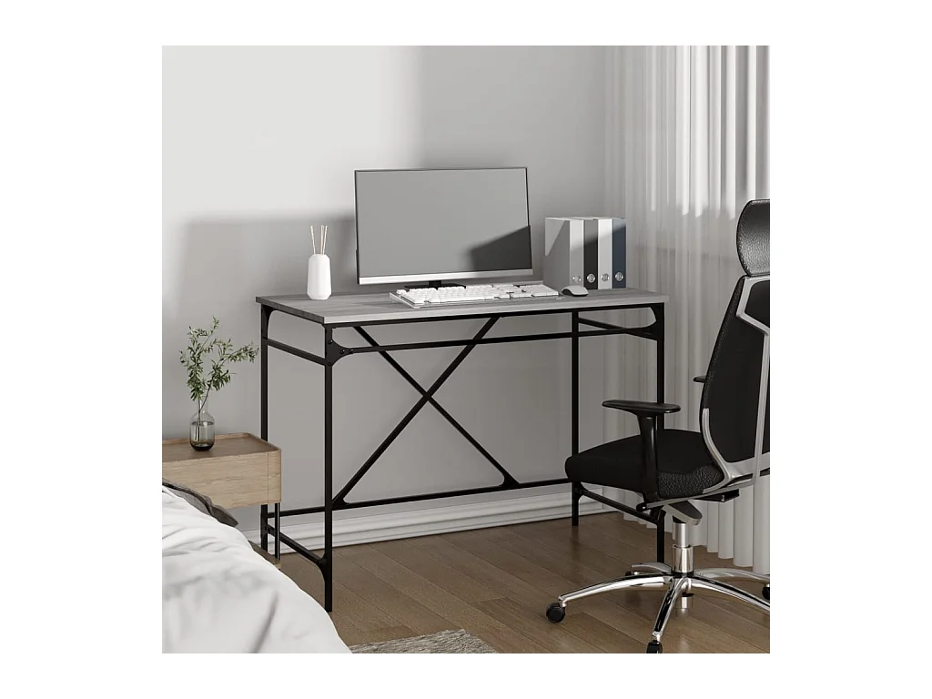 Bureau sonoma gris 100x50x75 cm bois d'ingénierie et fer