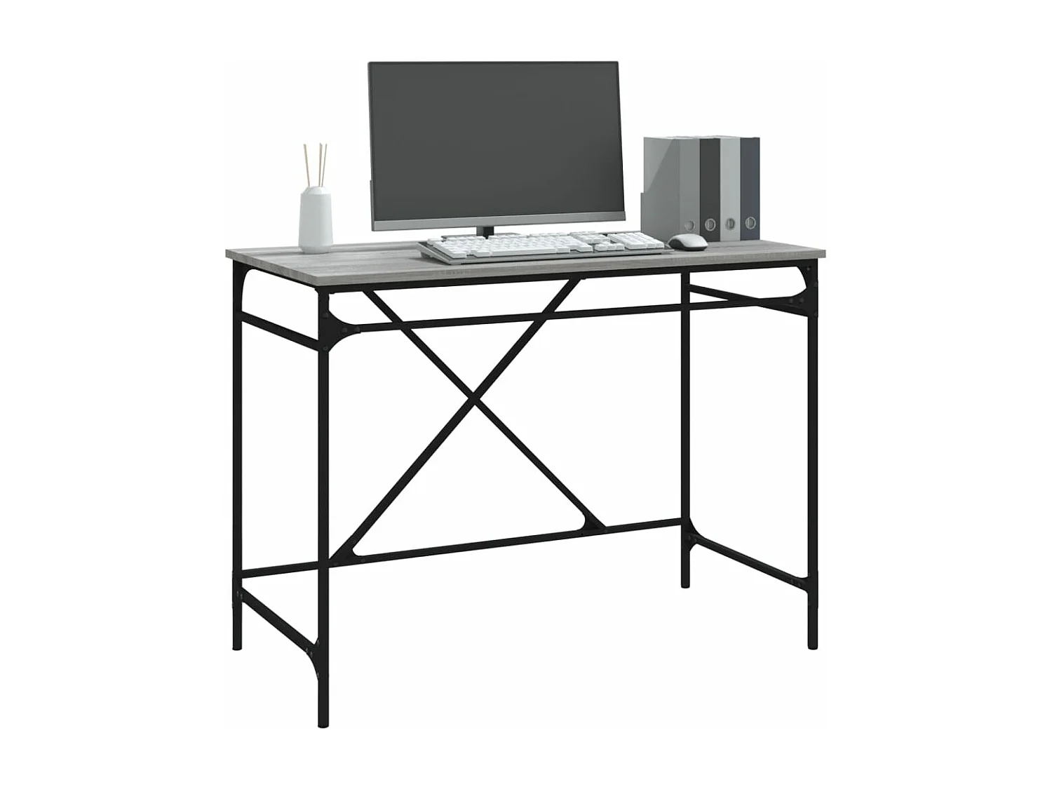 Bureau sonoma gris 100x50x75 cm bois d'ingénierie et fer