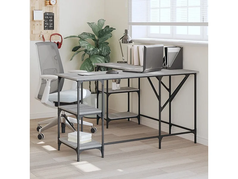 Bureau sonoma gris 139x139x75 cm bois d'ingénierie