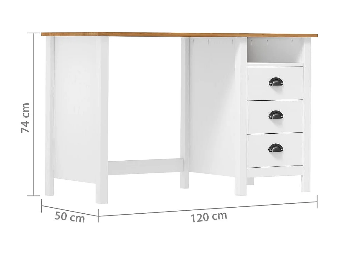 Schreibtisch Hill mit 3 Schubladen 120x50x74 cm Kiefernholz