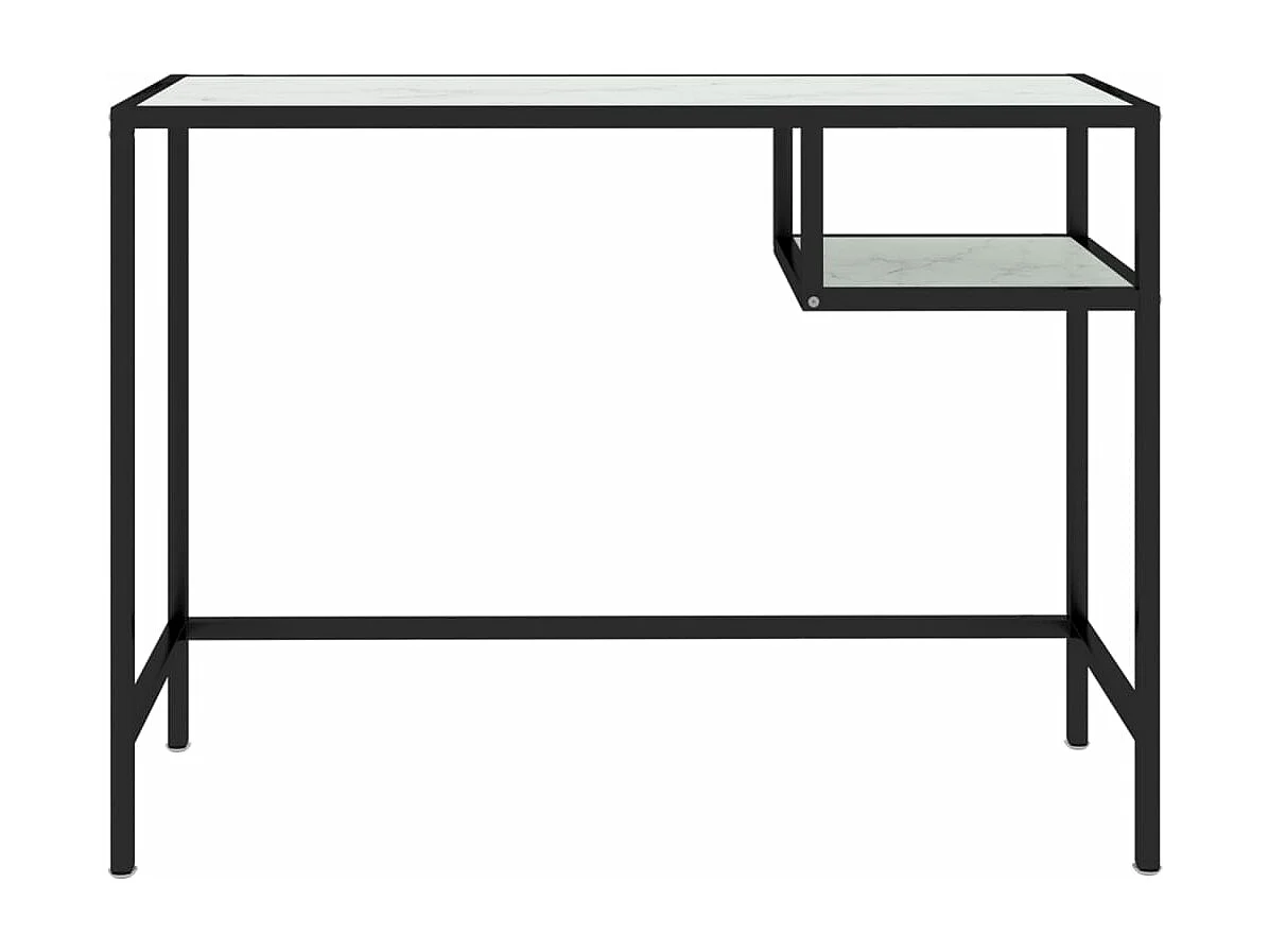 Bureau d'ordinateur Marbre blanc 100x36x74 cm Verre trempé
