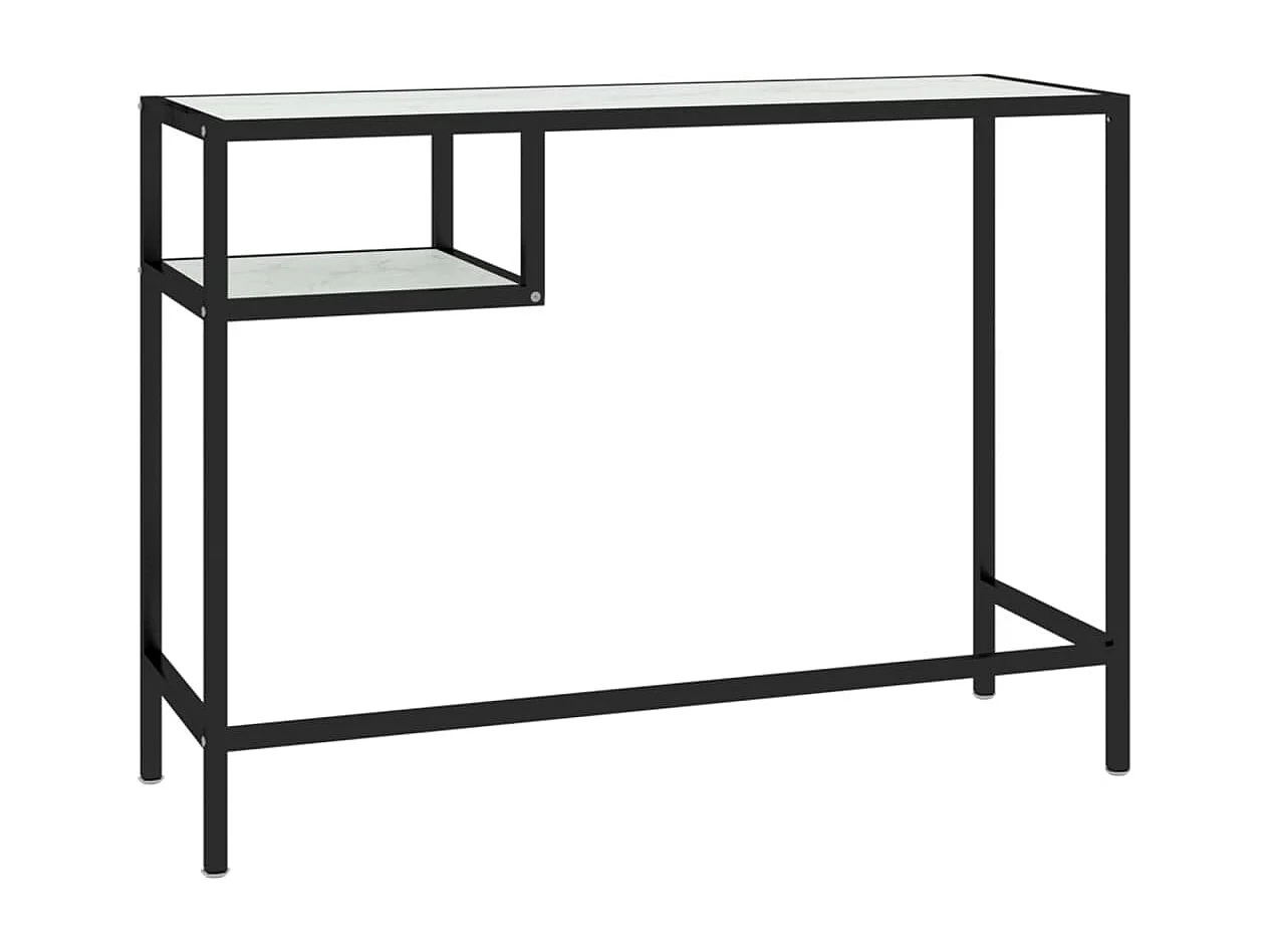 Bureau d'ordinateur Marbre blanc 100x36x74 cm Verre trempé