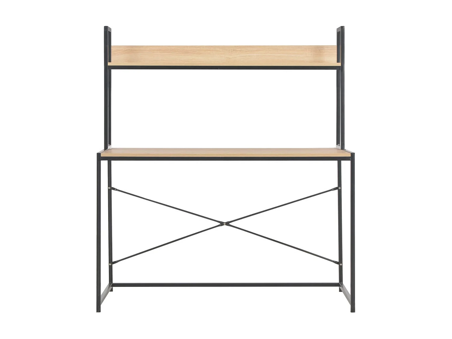 Bureau d'ordinateur Noir et chêne 120 x 60 x 138 cm