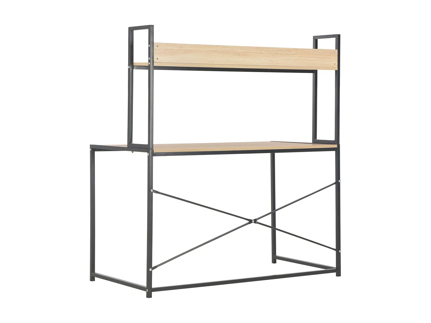 Bureau d'ordinateur Noir et chêne 120 x 60 x 138 cm