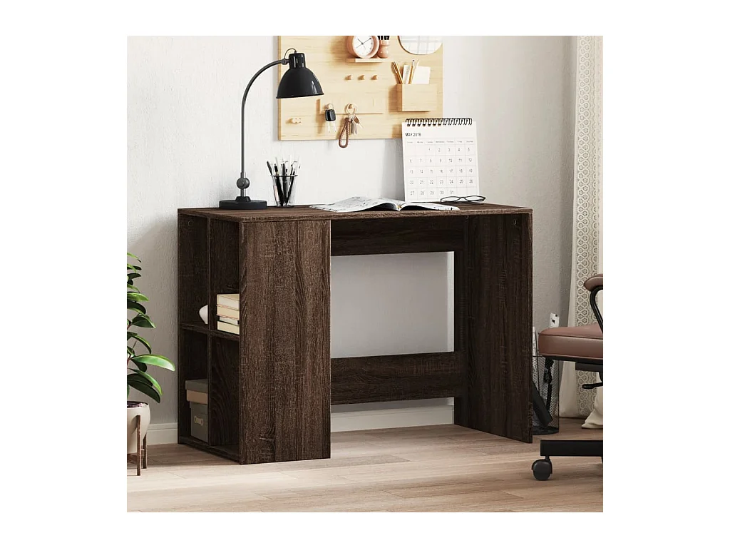 Bureau 102x50x75 cm bewerkt hout bruin eikenkleurig