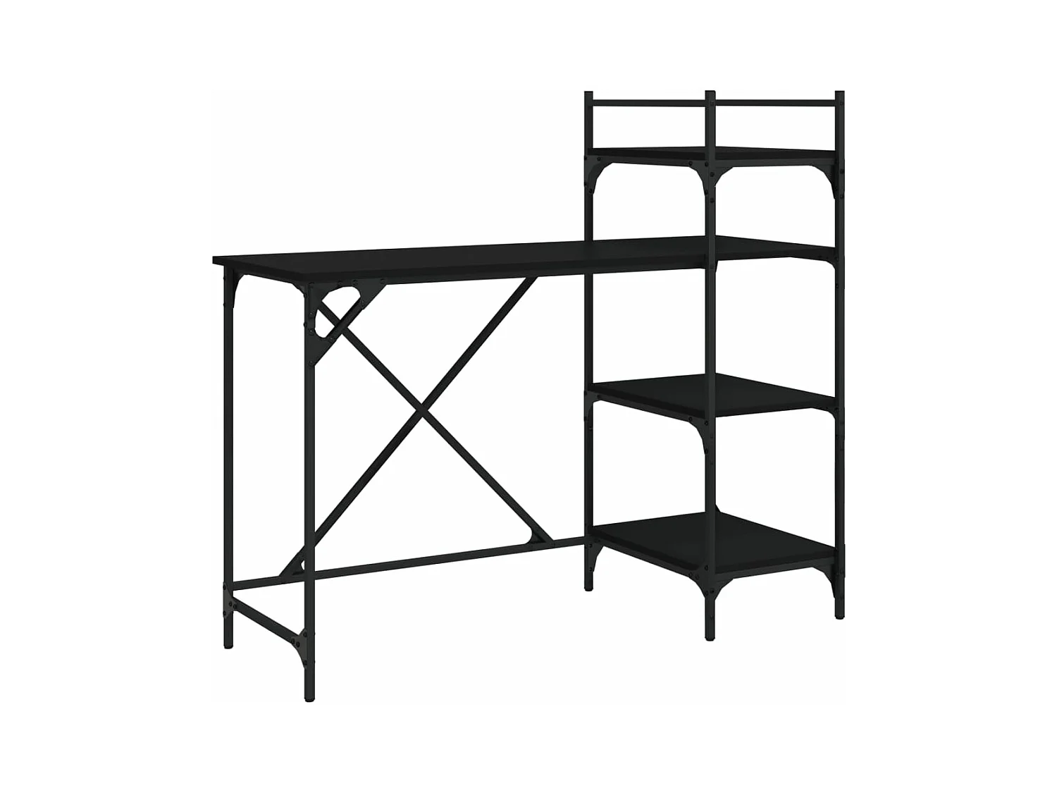 Bureau d'ordinateur avec étagères noir 120x47x109 cm