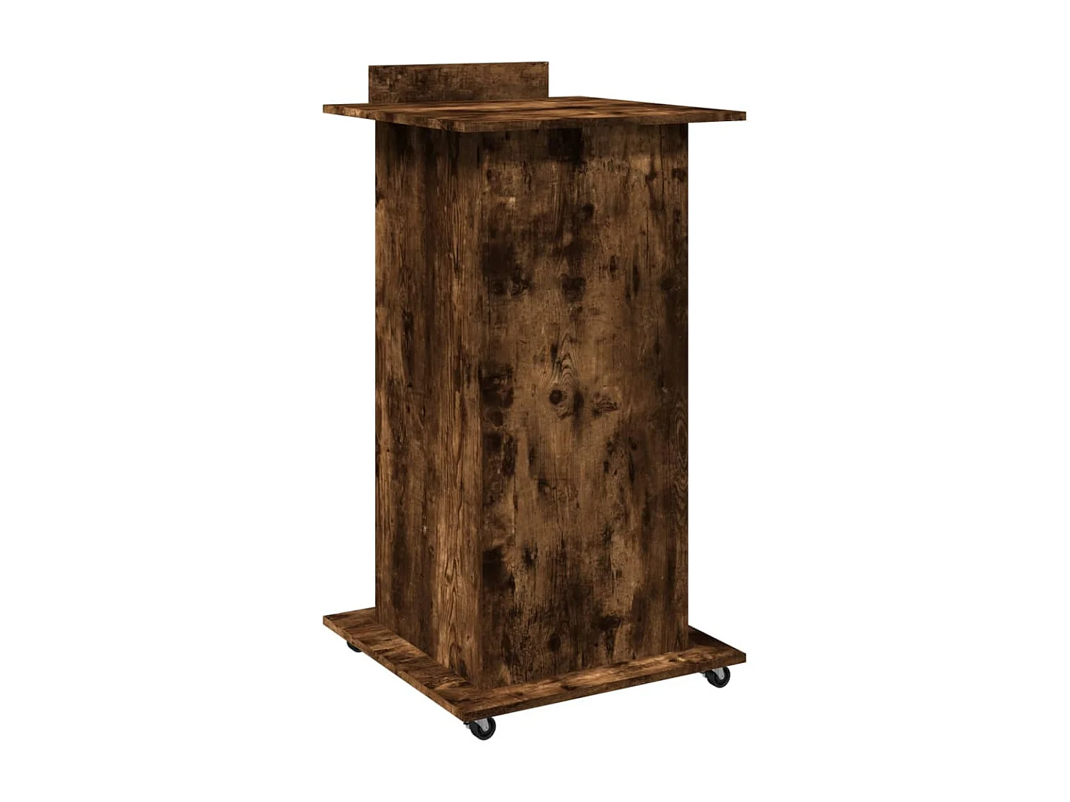 Leggio con Ruote e Cassetto Rovere Fumo 55x55x107cm Multistrato