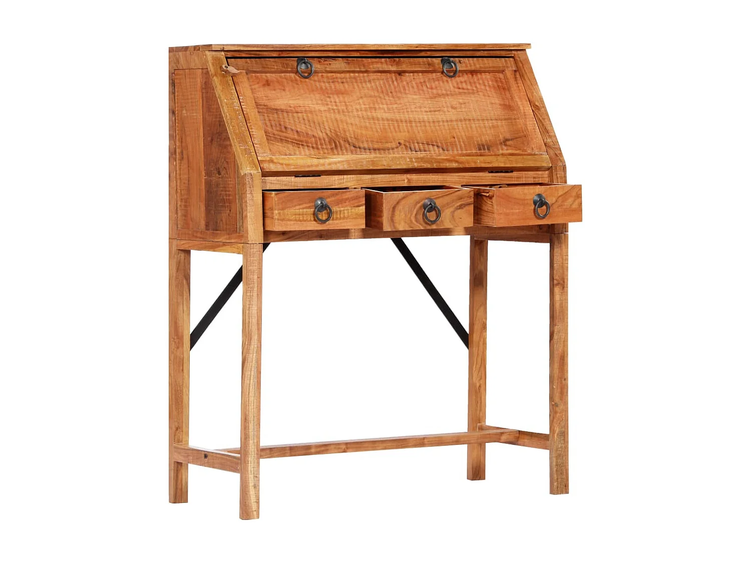 Scrivania 90x40x107cm in Legno Massello di Acacia