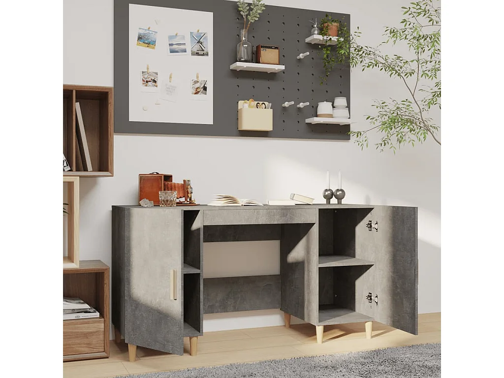 Bureau Gris béton 140x50x75 cm Bois d'ingénierie