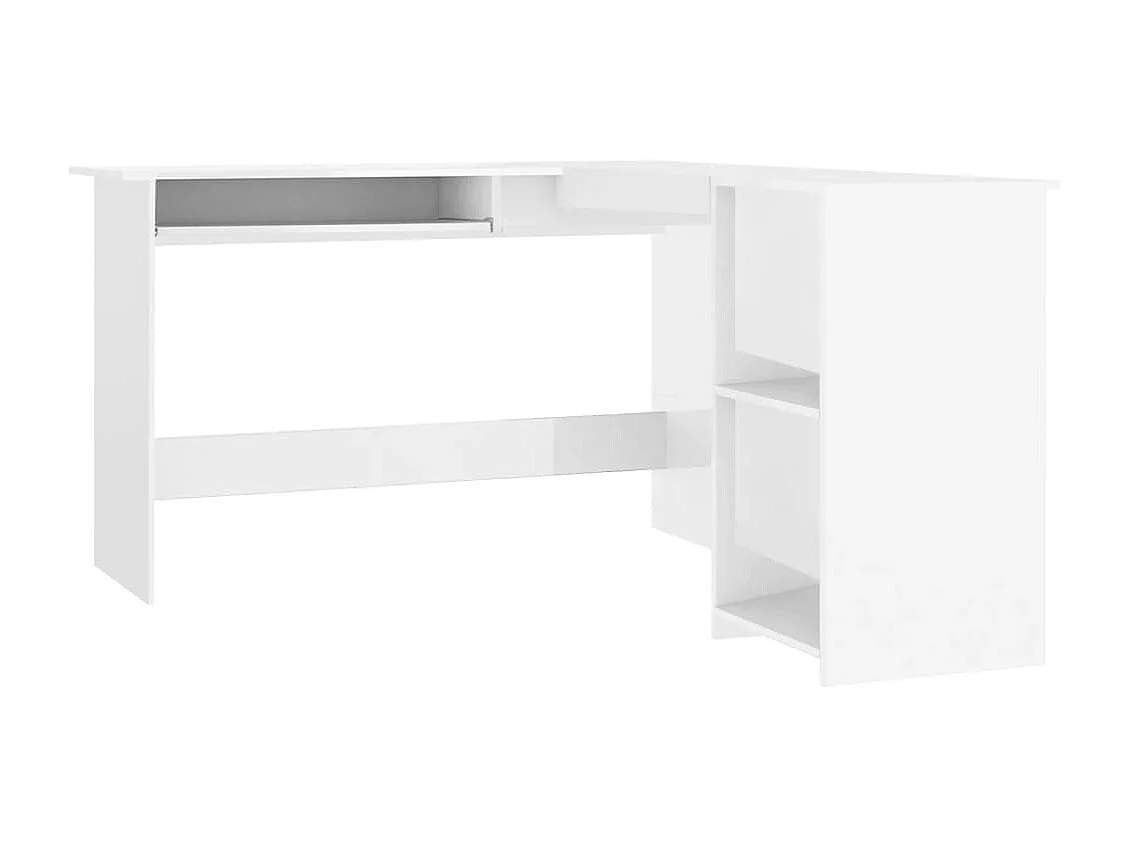 Scrivania Angolare a L Bianco Lucido 120x140x75cm Multistrato
