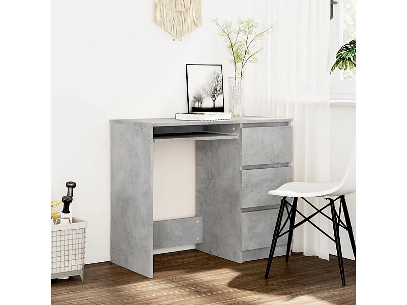 Scrivania Grigio Cemento 90x45x76 cm in Legno Multistrato
