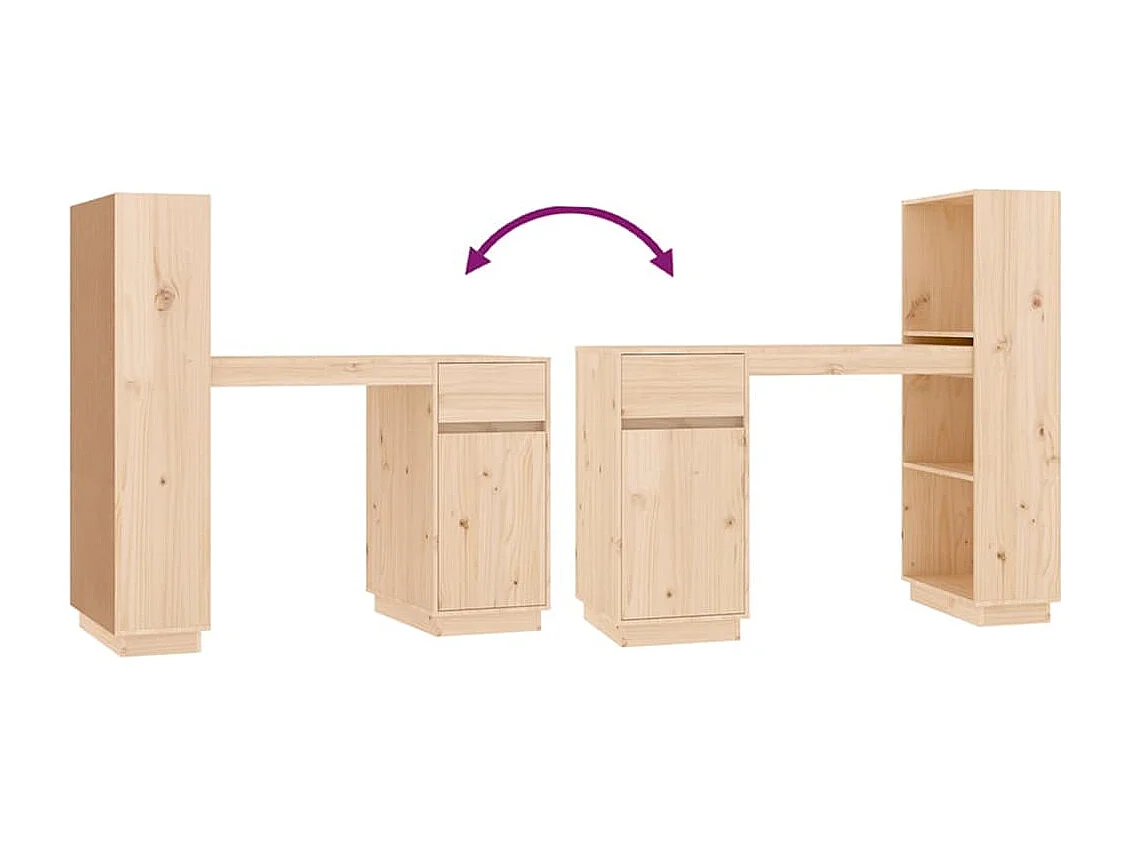 Escritorio de madera maciza de pino 110x53x117 cm
