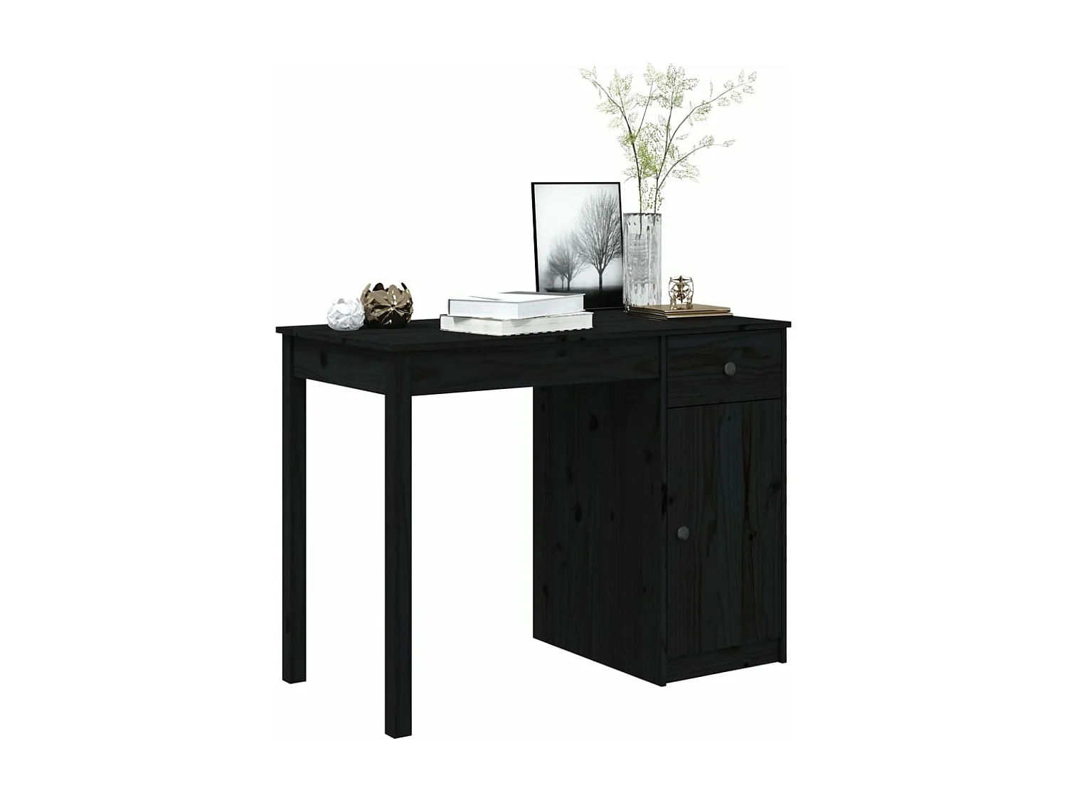 Bureau Noir 100x50x75 cm Bois massif de pin