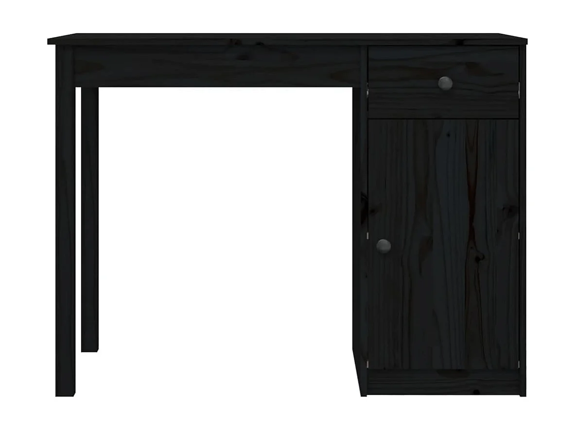 Bureau Noir 100x50x75 cm Bois massif de pin