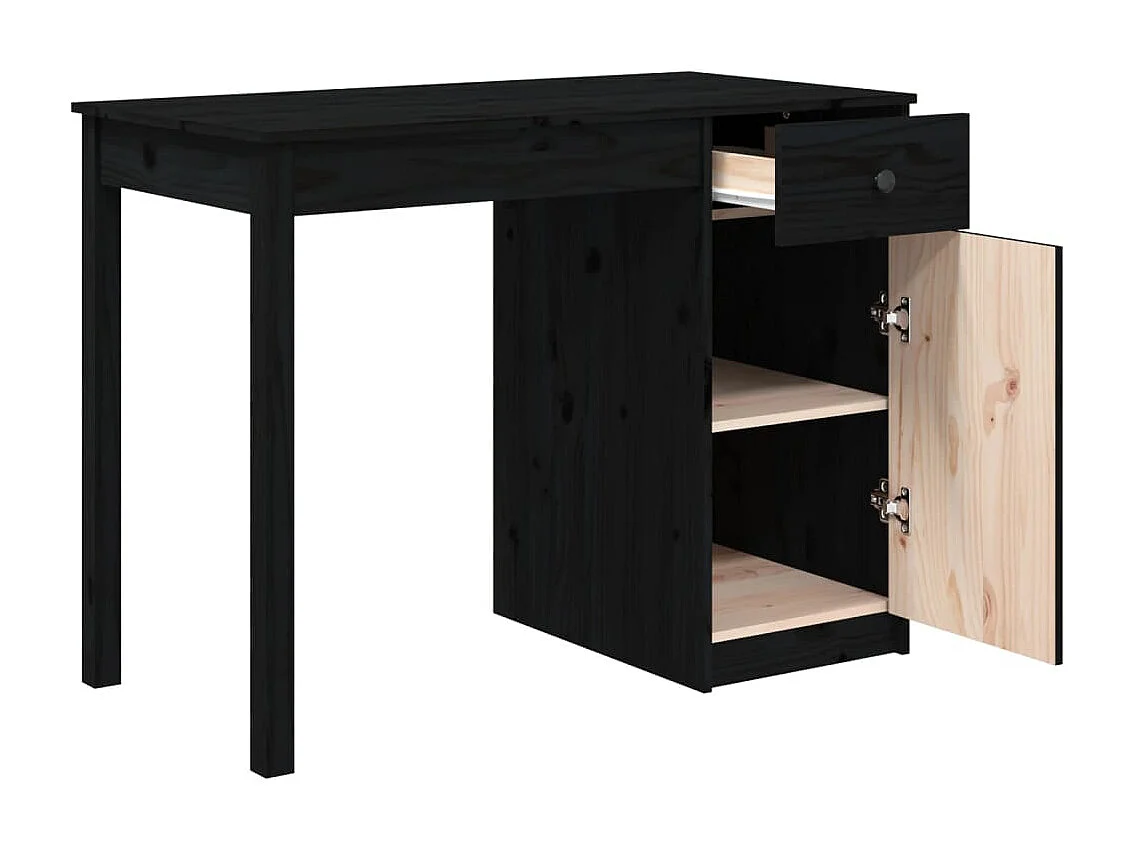Bureau Noir 100x50x75 cm Bois massif de pin