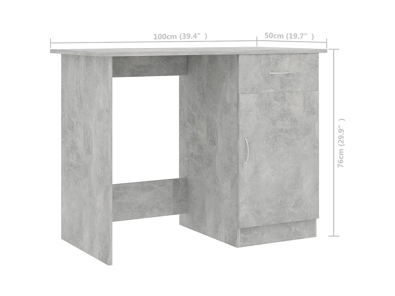 Bureau Gris béton 100x50x76 cm Bois d’ingénierie