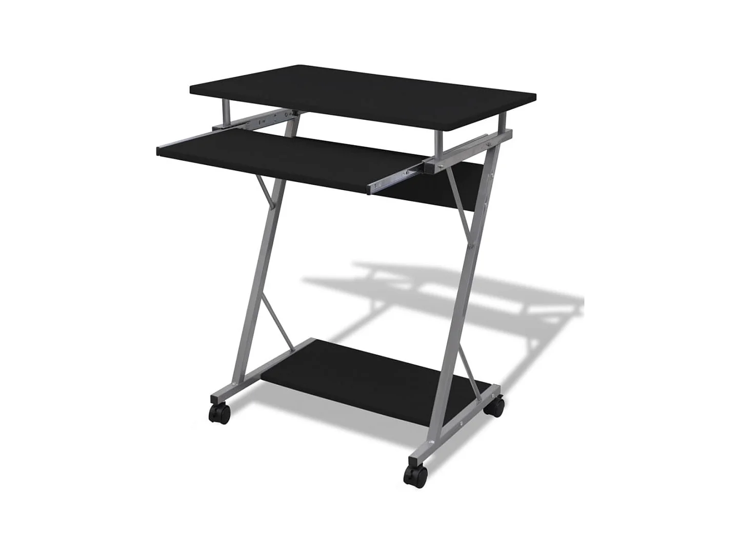 Bureau d'ordinateur compact avec plateau à clavier Noir