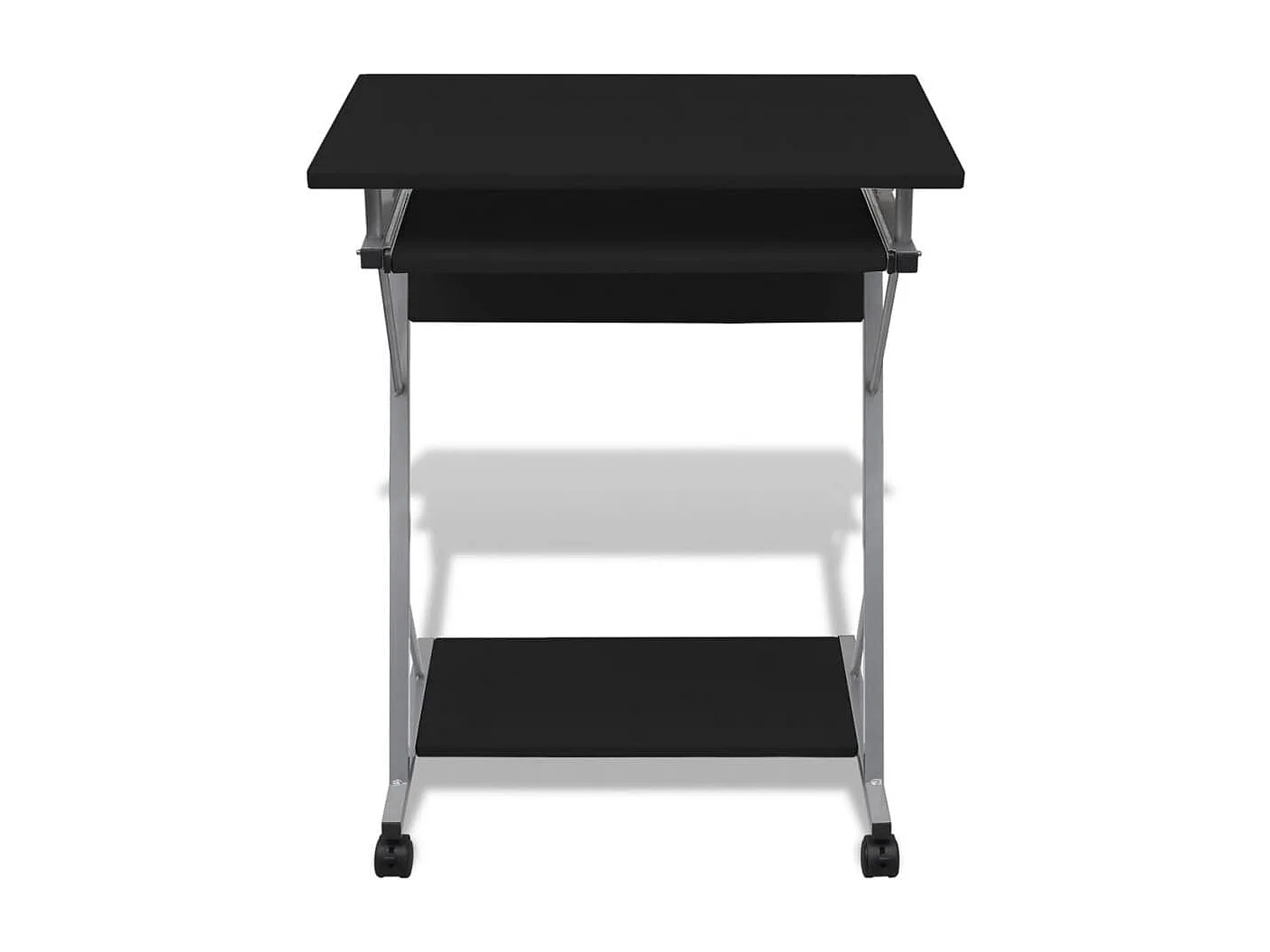 Bureau d'ordinateur compact avec plateau à clavier Noir