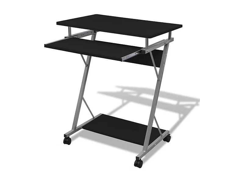 Bureau d'ordinateur compact avec plateau à clavier Noir