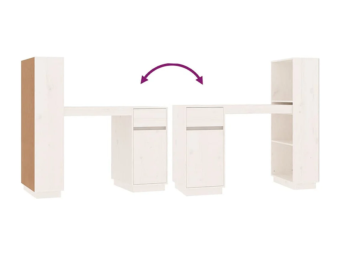 Bureau Blanc 110x53x117 cm Bois massif de pin