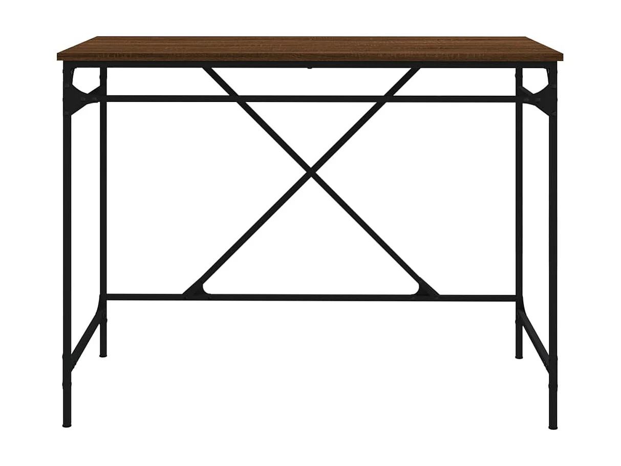 Bureau chêne marron 100x50x75 cm bois d'ingénierie et fer