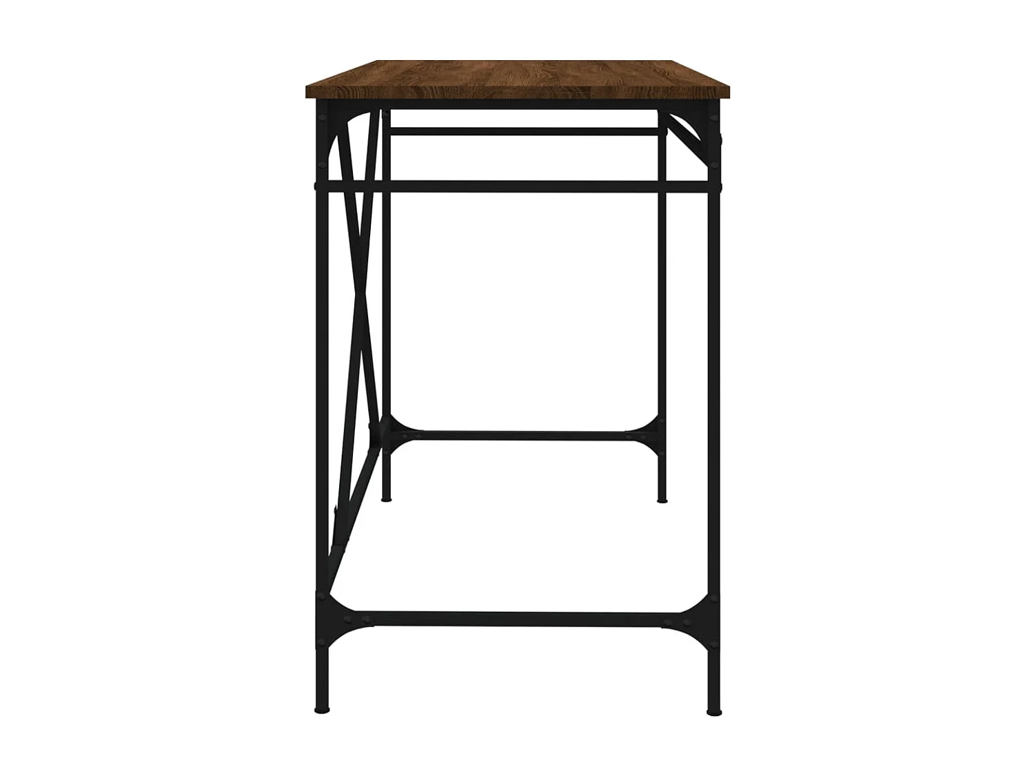 Bureau chêne marron 100x50x75 cm bois d'ingénierie et fer