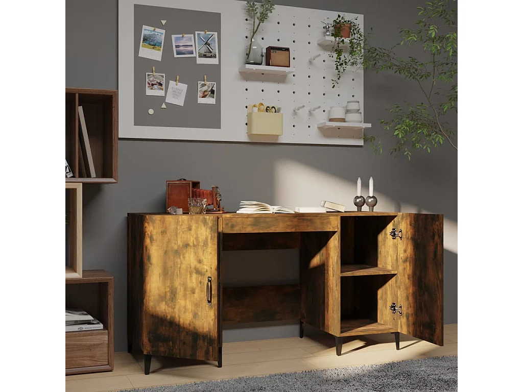 Scrivania Rovere Fumo 140x50x75 cm in Legno Multistrato
