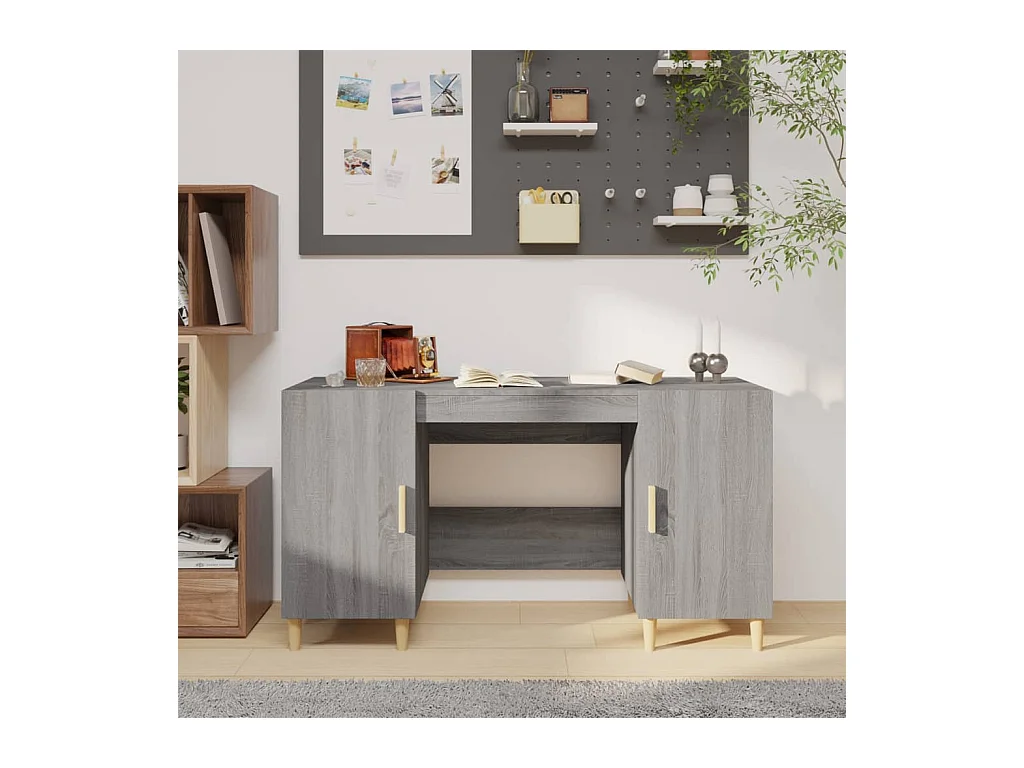 Scrivania Grigio Sonoma 140x50x75 cm in Legno Multistrato